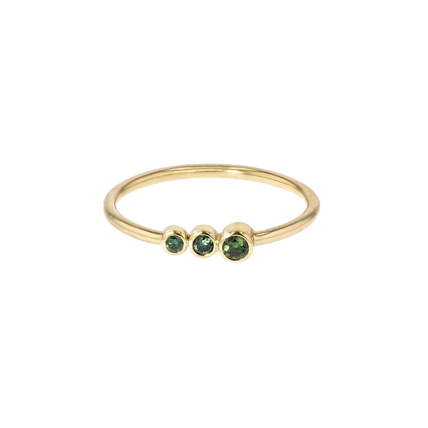 Miss Marilyn Tsavorite Ring (Three Stone) Ring-Gold Green  Tsavorite 14 Karat