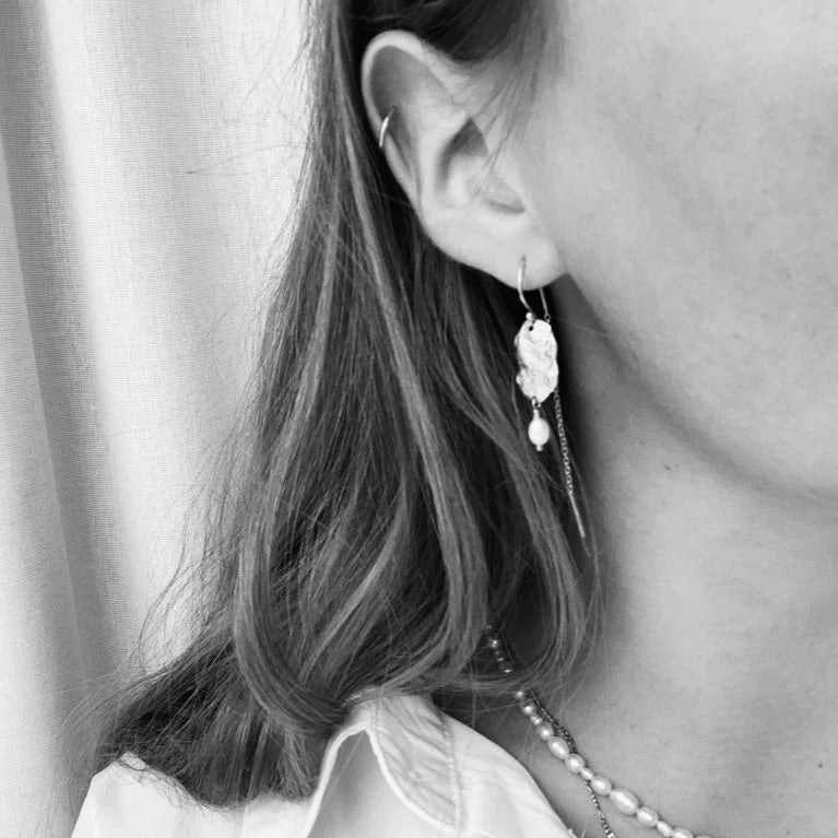 Mallorca Shell Earring-  925 Silver  Saltwater Pearls