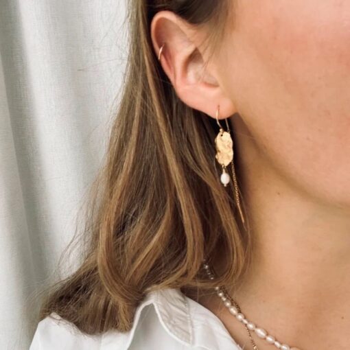 Mallorca Shell Earring-  Gold Plated Silver  Saltwater Pearls