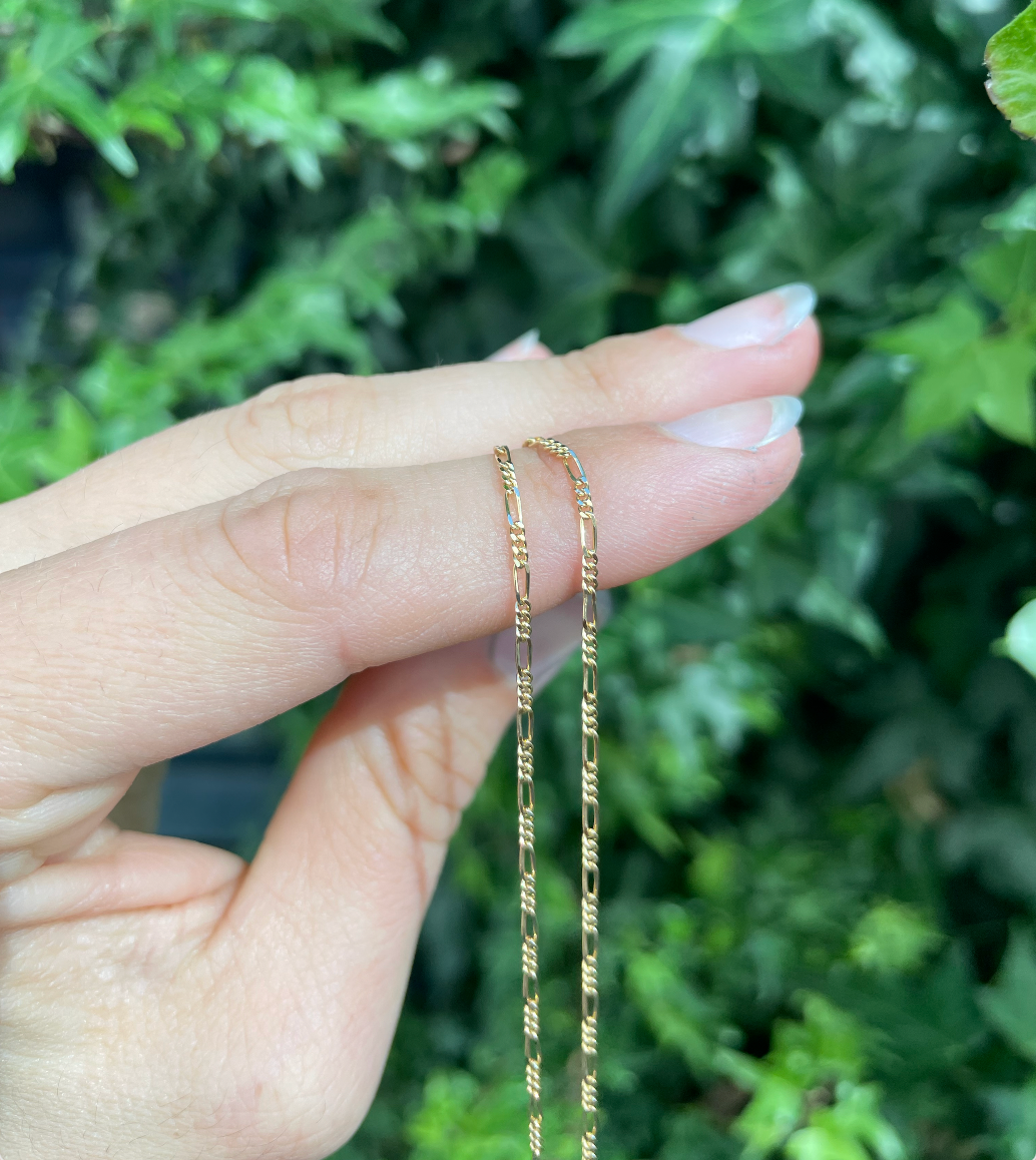 Figaro Chain Necklace -Gold   18 Karat