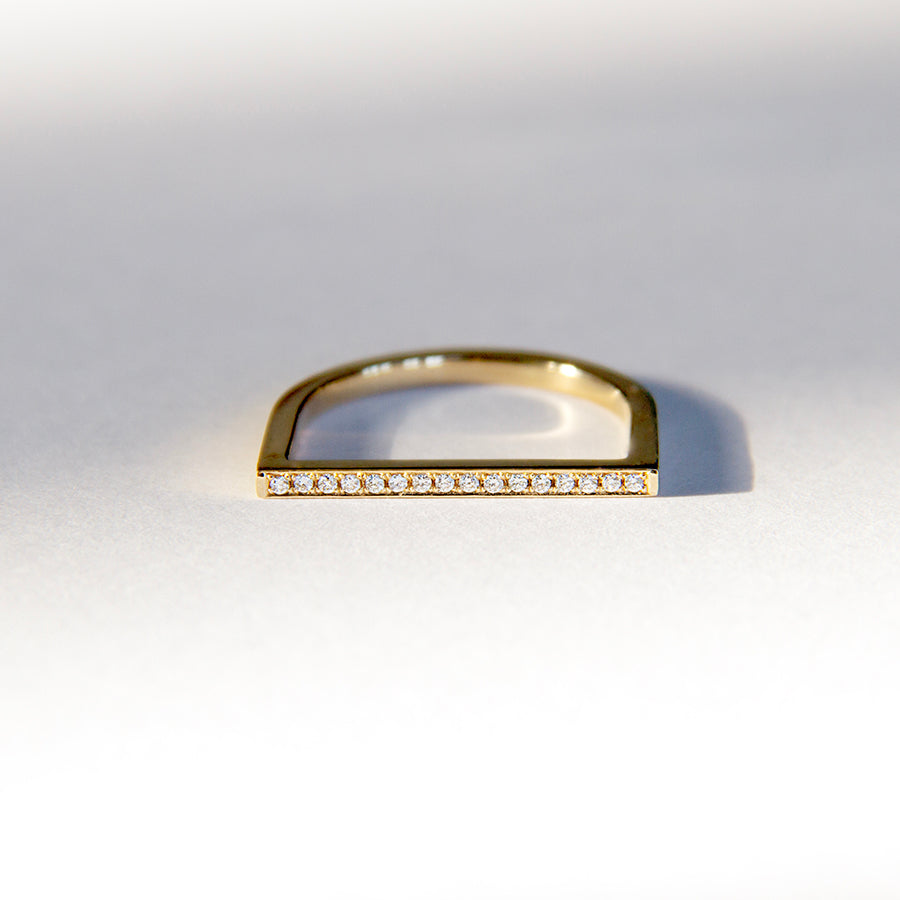 Tiny Linear Ring w/diamonds  - 18 Karat Gold White Diamond