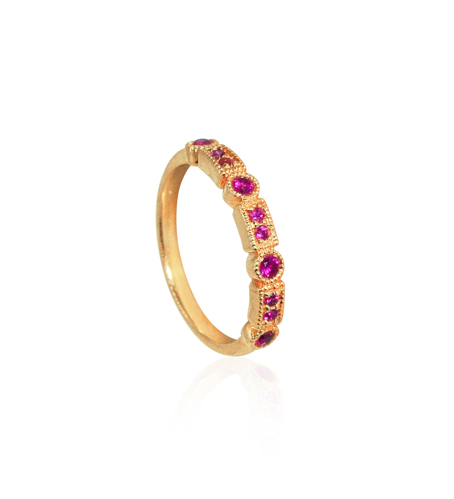 Trine Ji Hot Pink Ring - 14 Karat Gold Pink Sapphires