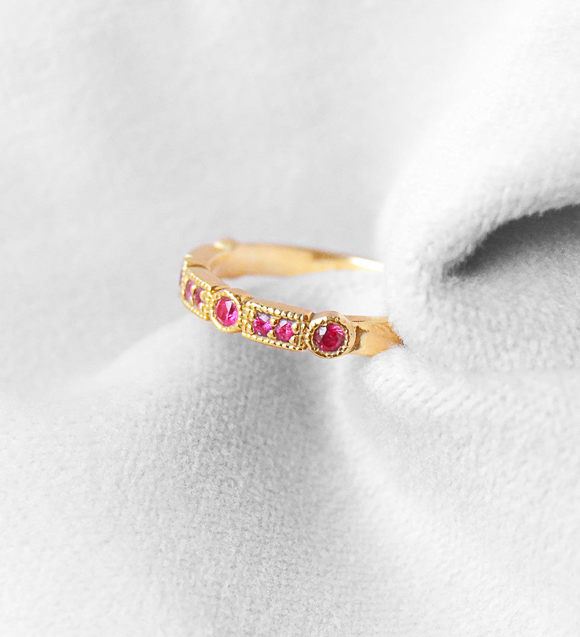 Trine Ji Hot Pink Ring - 14 Karat Gold Pink Sapphires