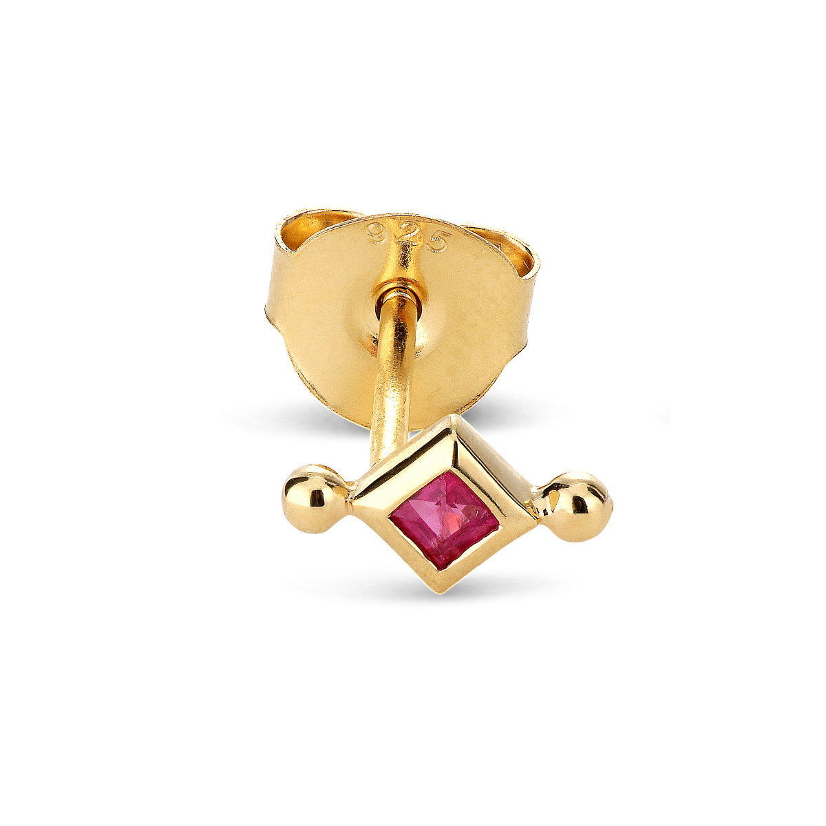 Alma Ruby Earring - Gold Plated Silver