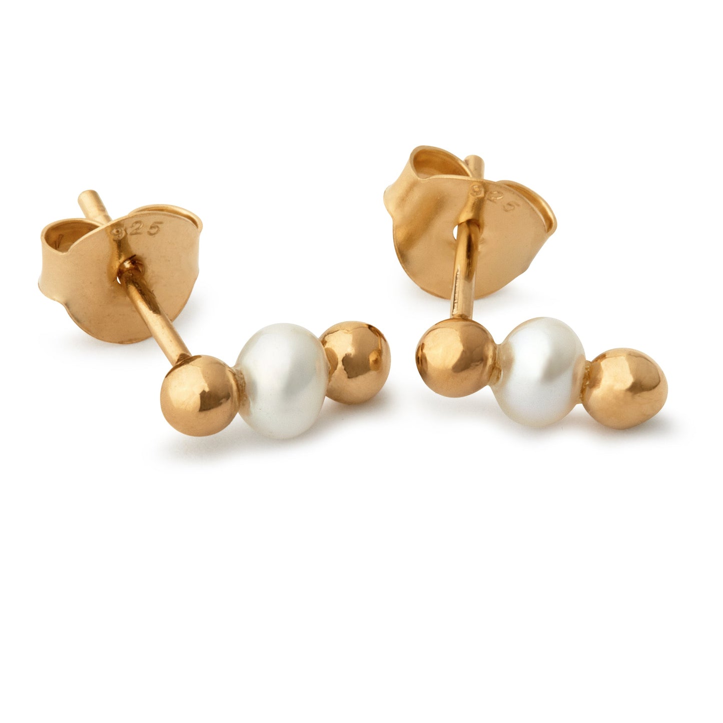 Pearls In Between - Earing  - Gold Plated Silver W. Pearls