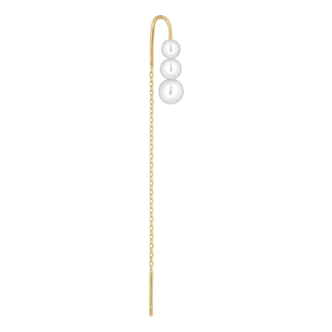Oceana Hook Threader Earring -  Gold Plated Silver  Freshwater Pearls