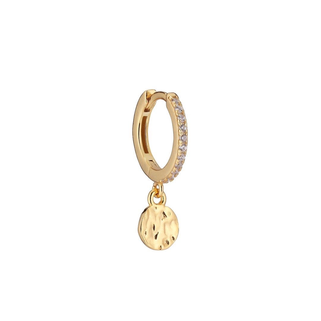 Luna Huggie Earring -  Gold Plated Silver  Cubic zirconia