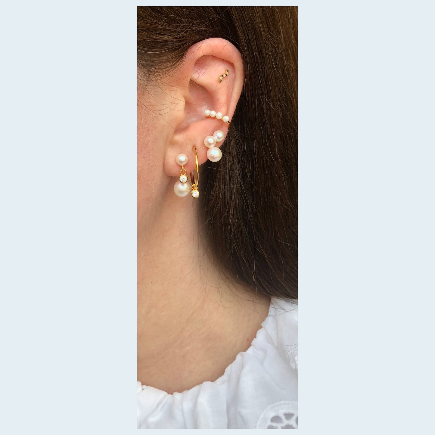 Pearly Cuff Earring -  925 Silver, Gold Plated  Shell Pearls