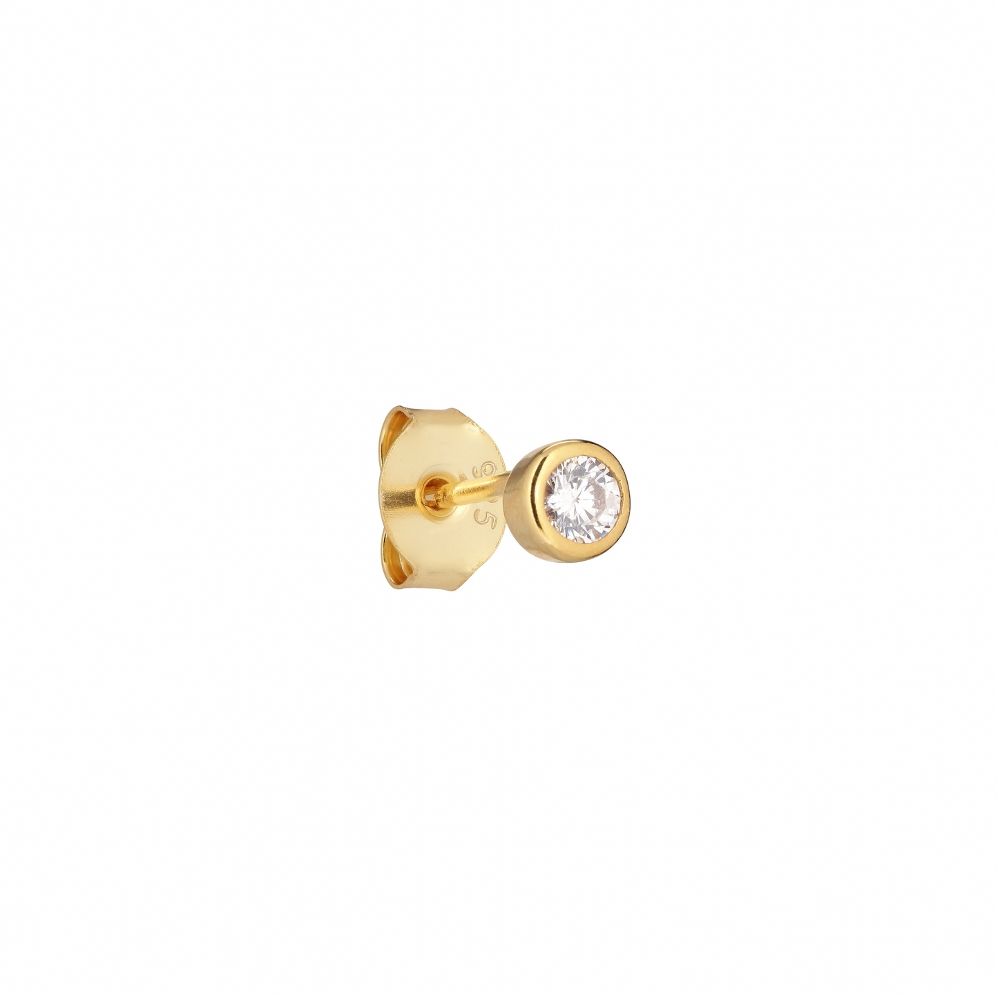 Petite Stud White Earring -  Gold Plated Silver Clear Cubic zirconians