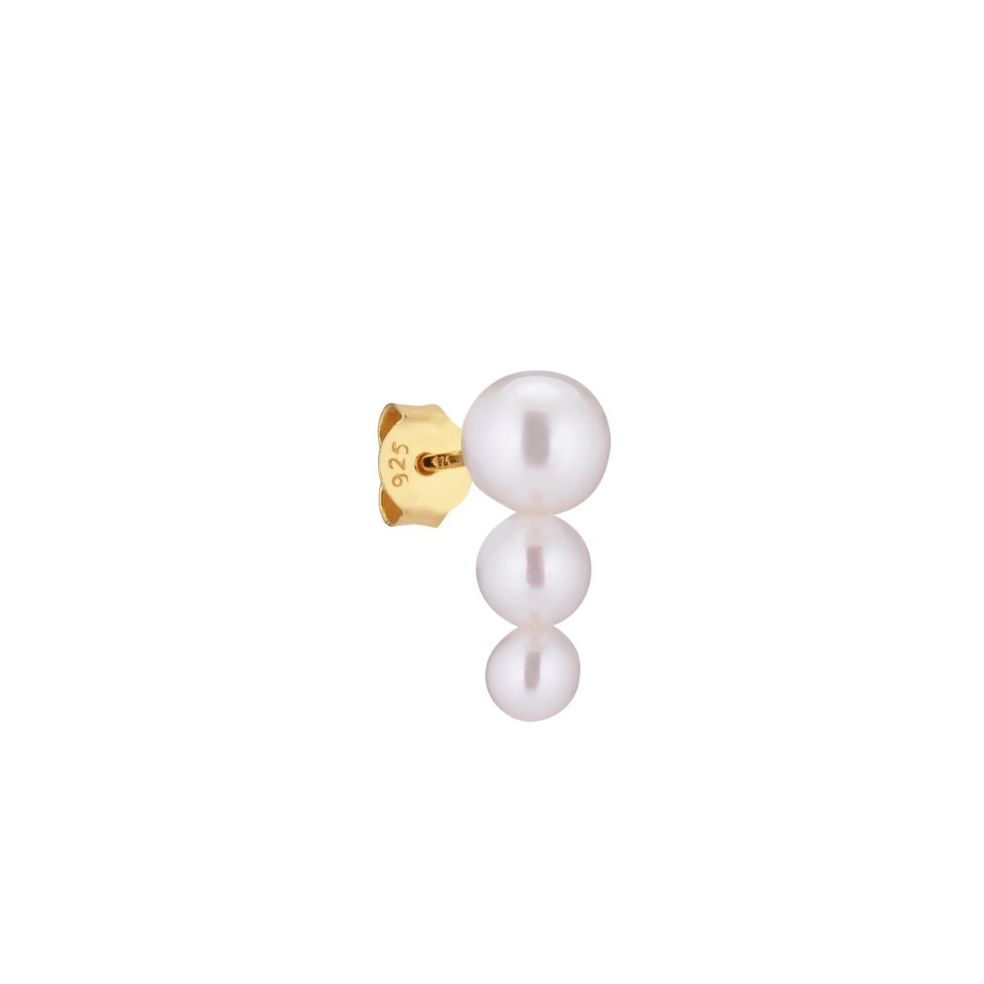 Oceana Stud Earring -  Gold Plated Silver  Freshwater Pearls