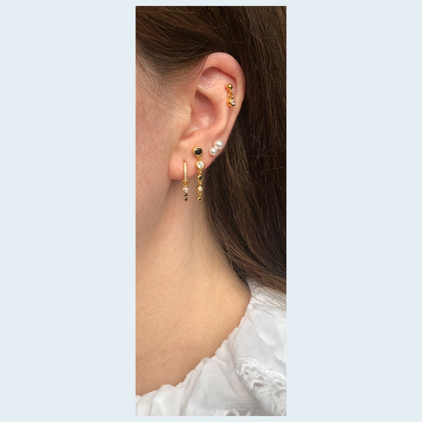 Sombra Stud Earring -  Gold Plated Silver  Cubic zirconia