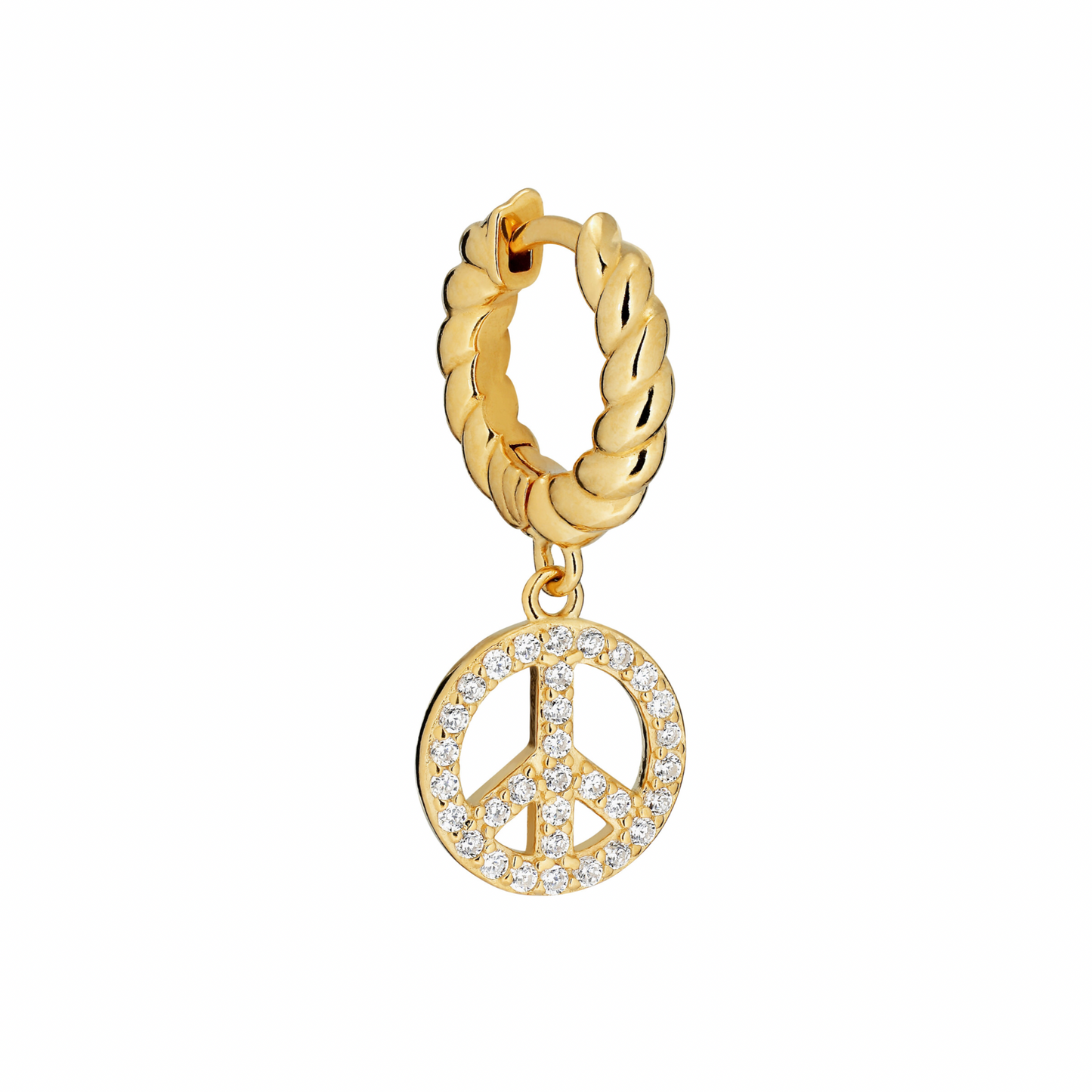 Peace Huggie Earring -  Gold Plated Silver