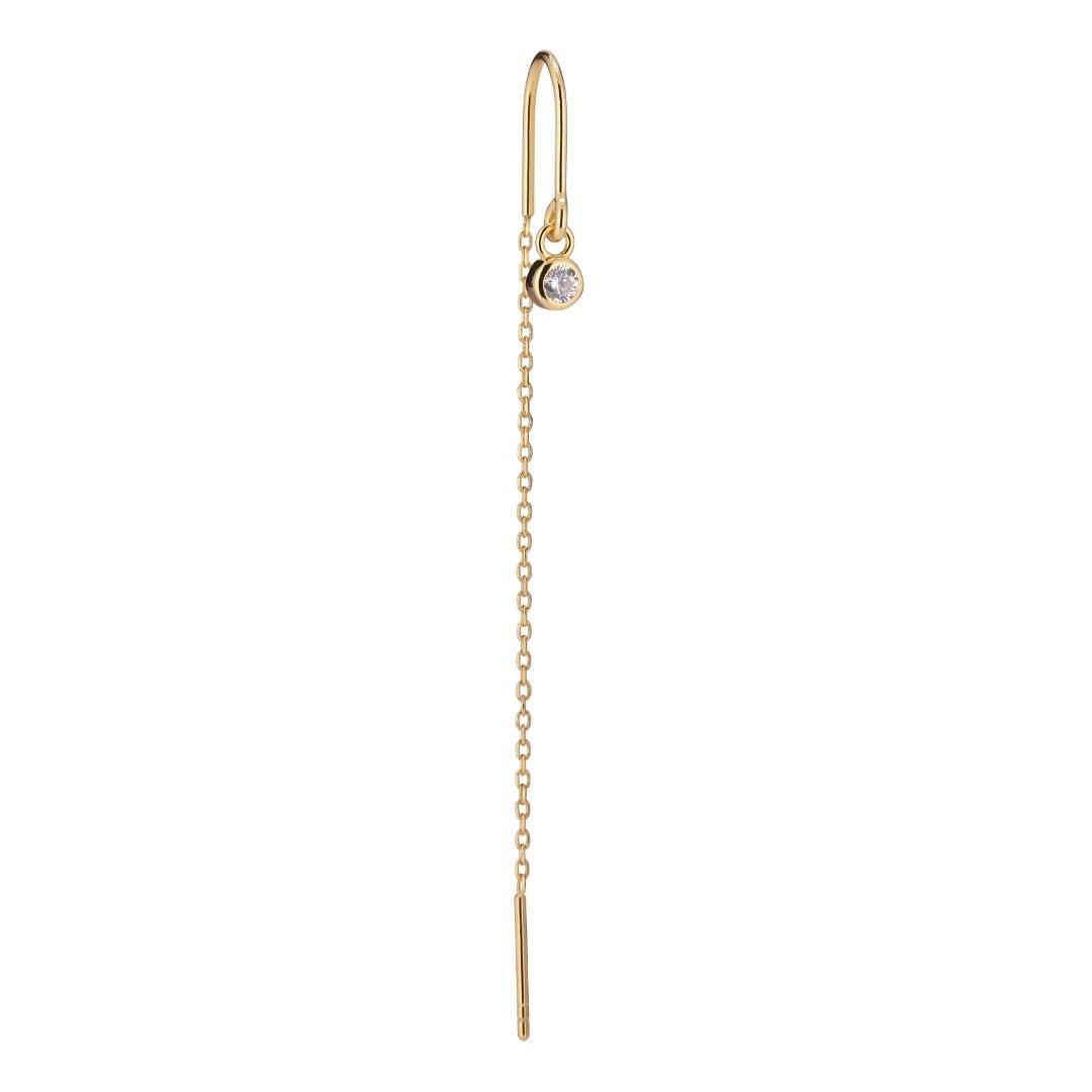 Crystal Hook Threader Earring -  Gold Plated Silver  Cubic zirconias