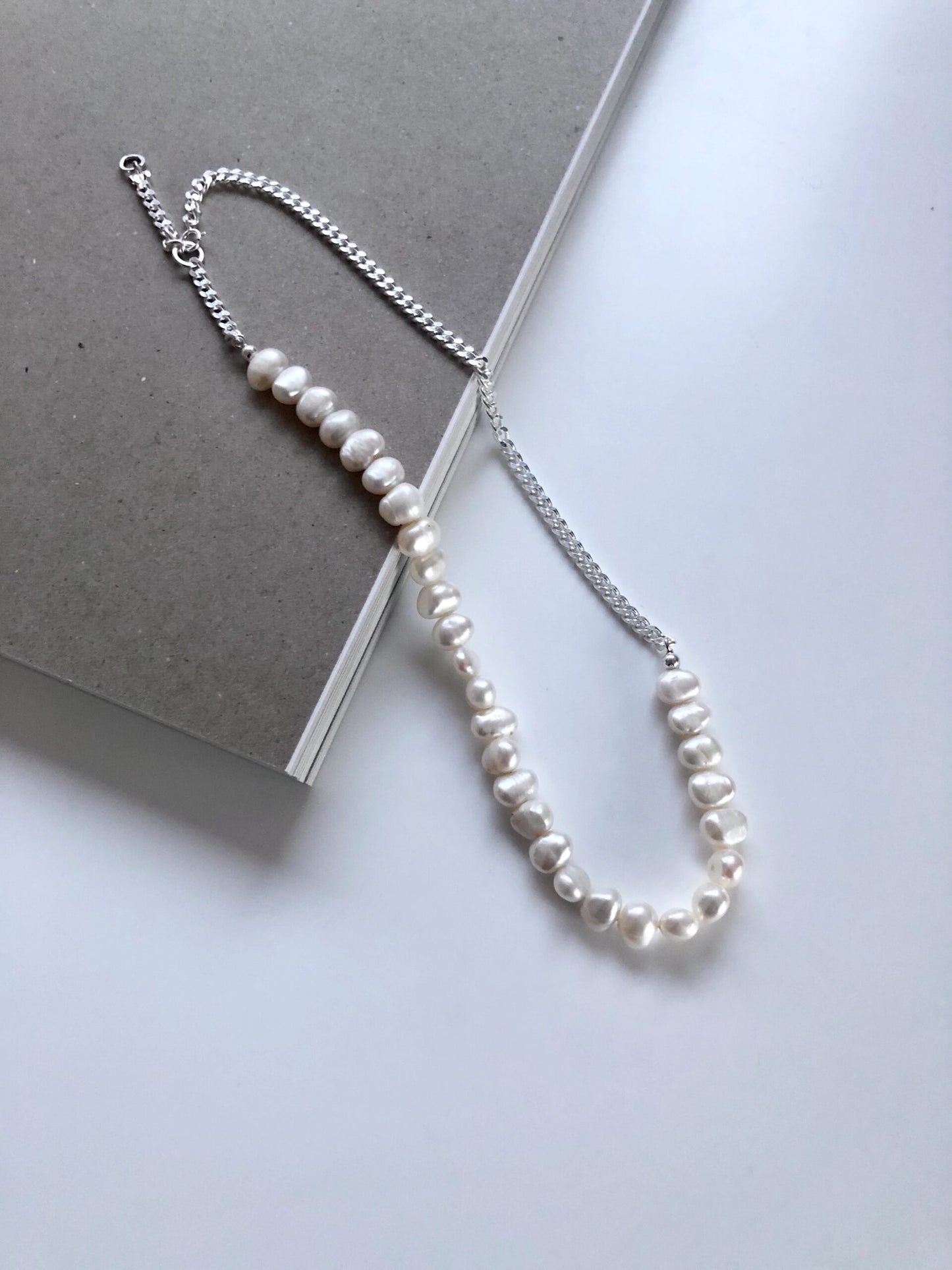 Pia Silver Necklace  -  925 Silver  Freshwater Pearls