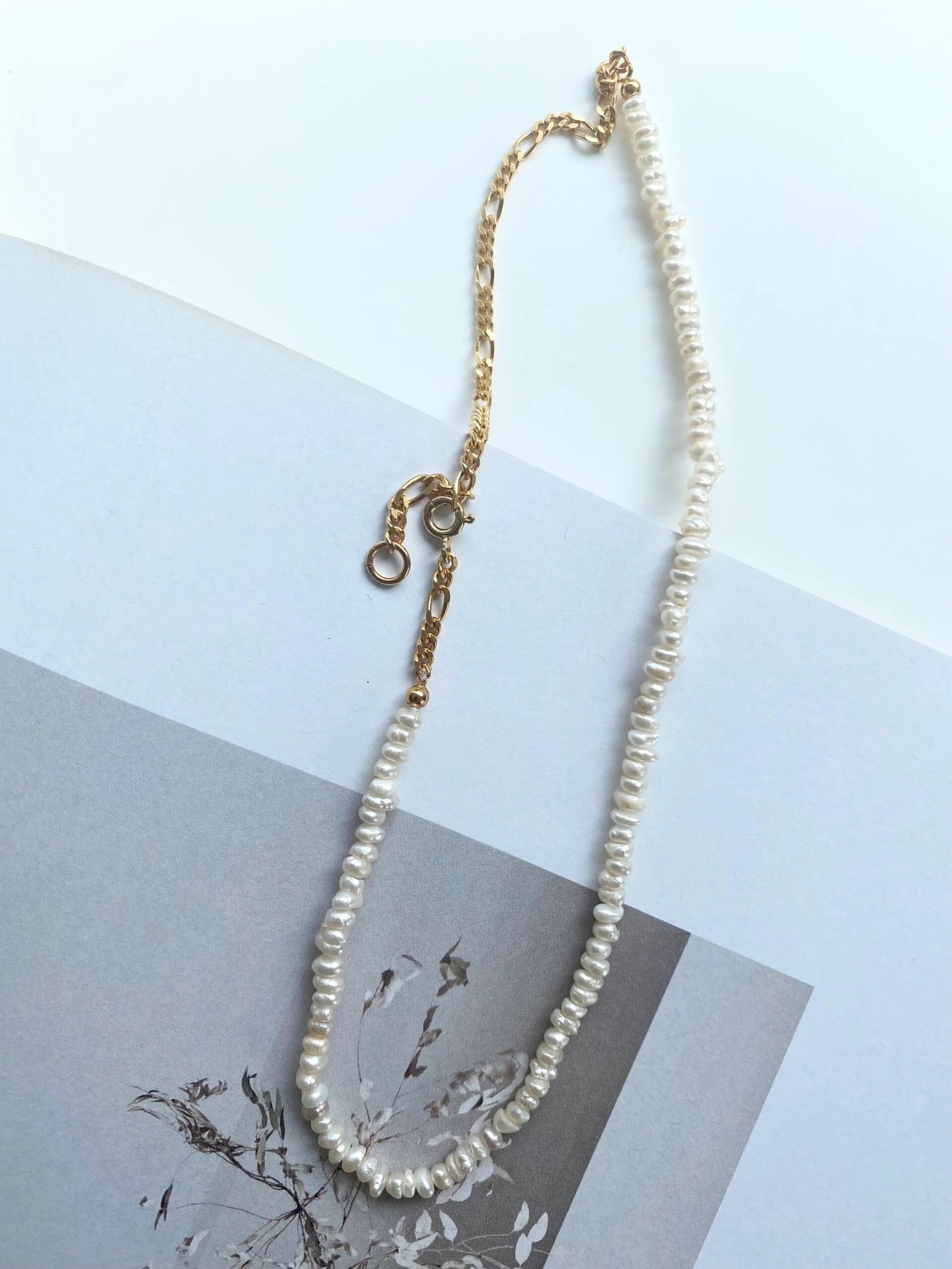 Penelope Gold Necklace  -  Gold Plated Silver  Freshwater Pearls