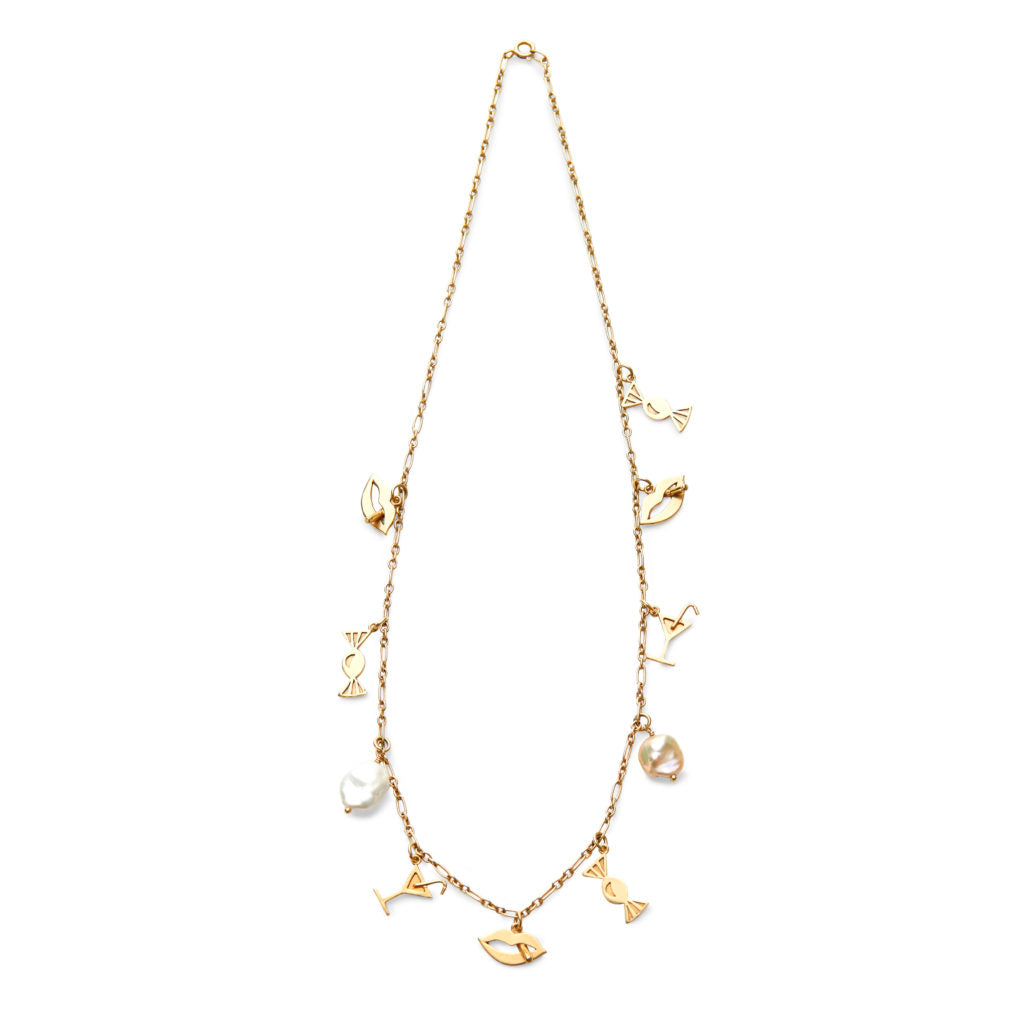 Charms Necklace  -  14 karat gold, 925 Silver