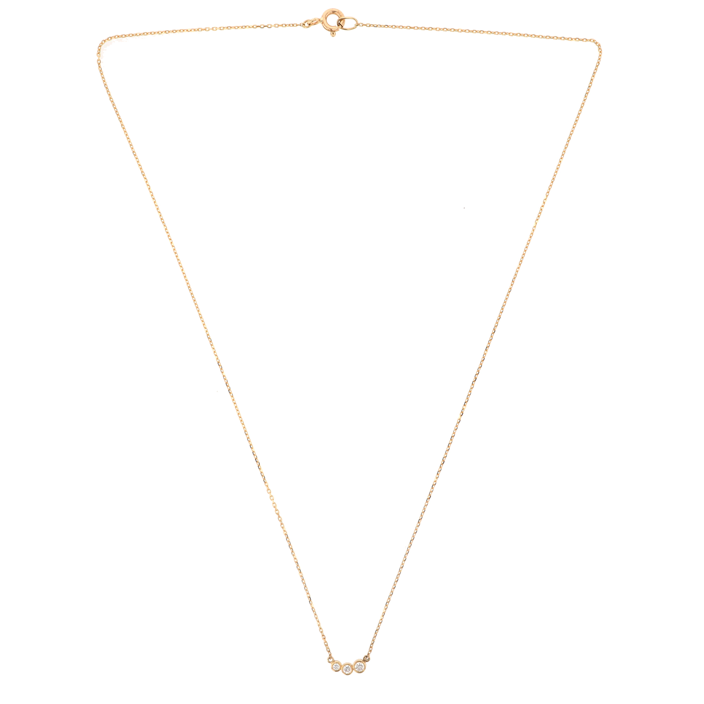 Miss Marilyn Necklace (Three Stone) Necklace-Gold White Diamond 14 Karat