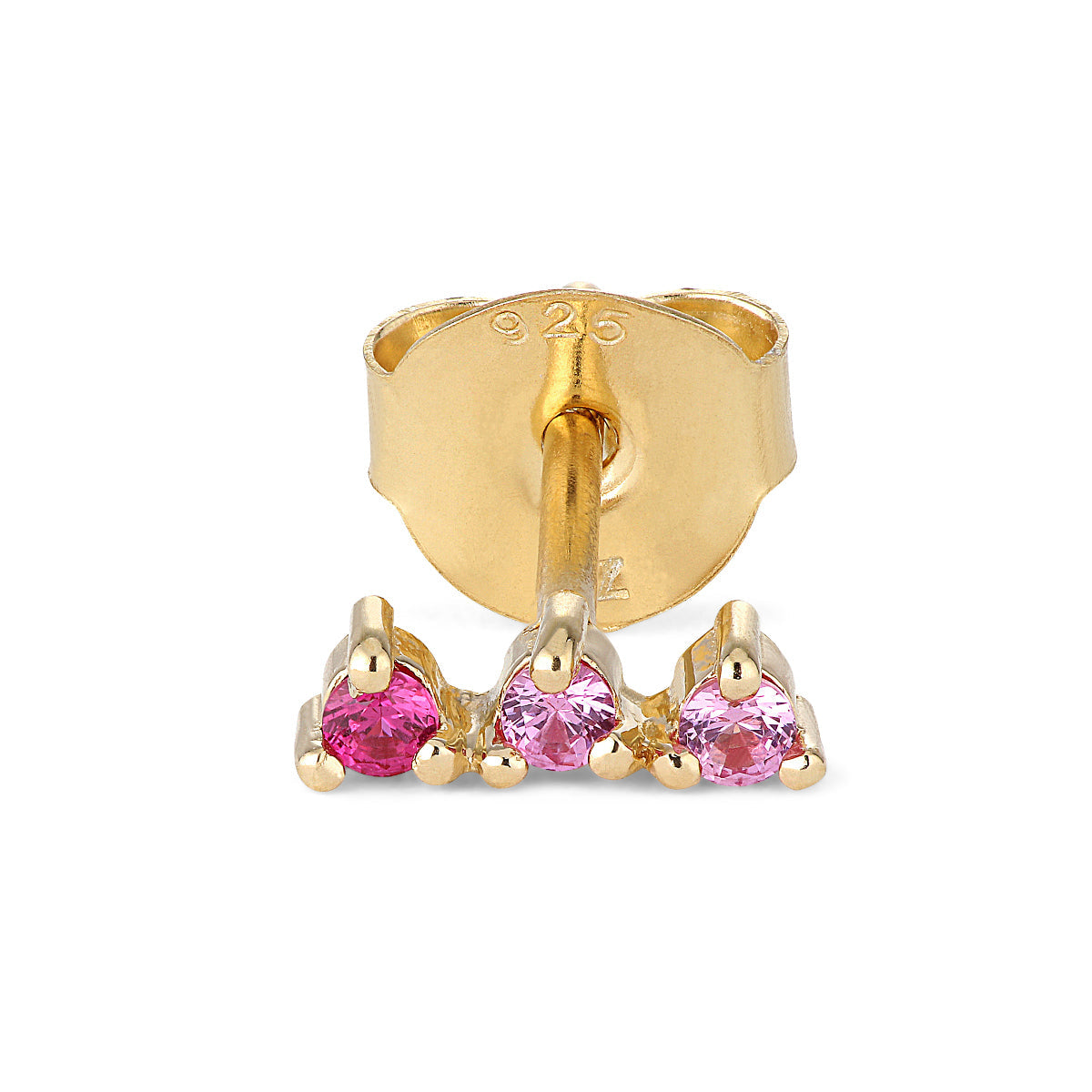 Pink Stud - Earring - Gold Plated Silver with pnk Cubic Zirconia